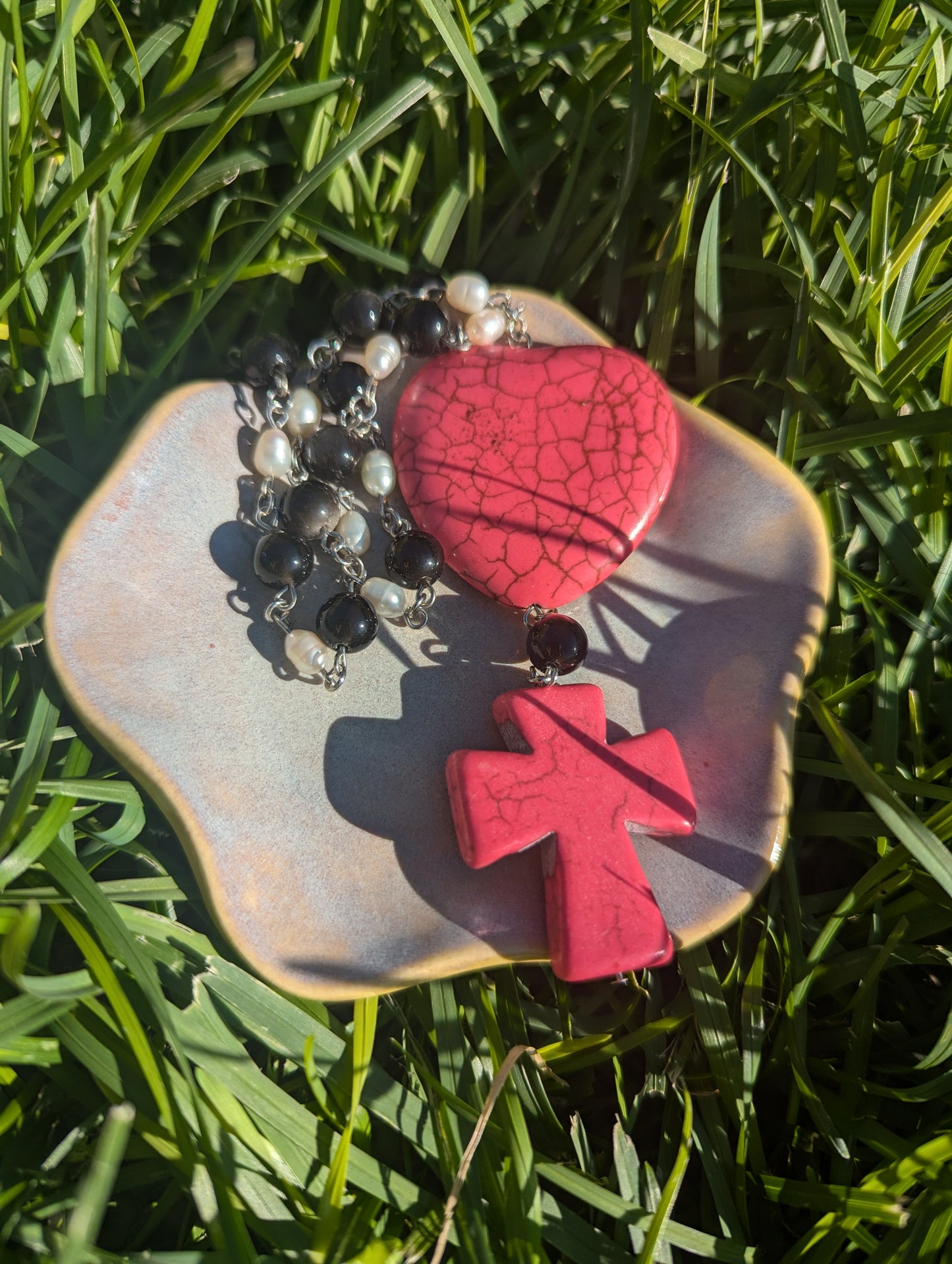 Pink Cross your Heart Necklace