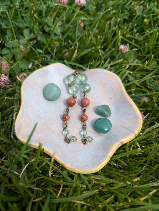 Long Glass Dangle Earrings