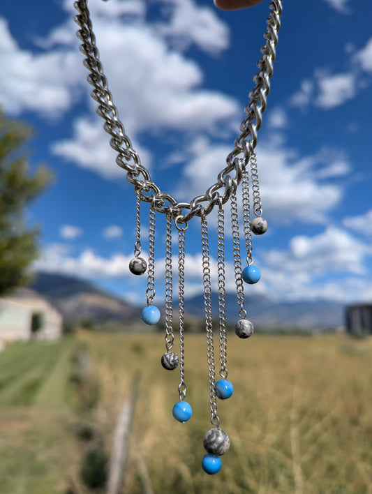 Blue Grey Waterfall Choker