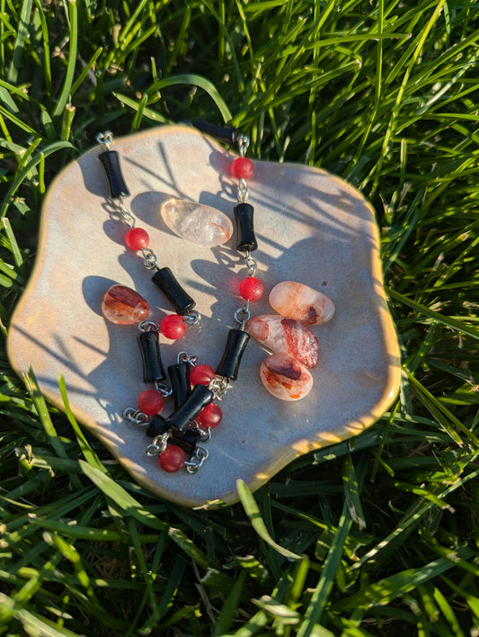 Black and Red Bone Choker
